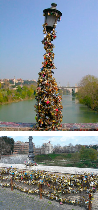 Мост в Риме очистили от «замочков любви»
